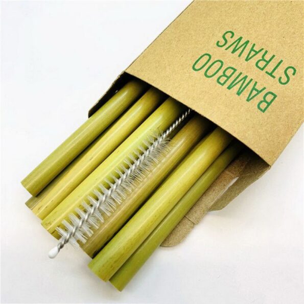 Natural Reusable Bamboo Straws Organic Creative Natural Eco Friendly Drinking Straws Set With Cleaning Brush For Milk Tea N 5