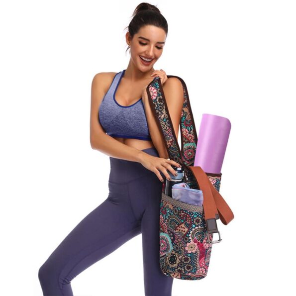 Fashion Yoga Mat Bag Canvas Yoga Bag Large Size Zipper Pocket Fit Most Size Mats Yoga Mat Tote Sling Carrier Fitness Supplies 3