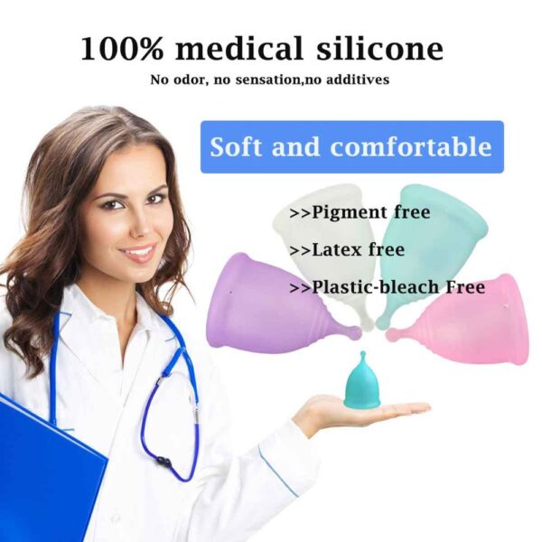 FDA 2020 Feminine Hygiene Menstrual Cup Wholesale Reusable Medical Grade Silicone Menstrual Cup Lady Menstruation Copo 2