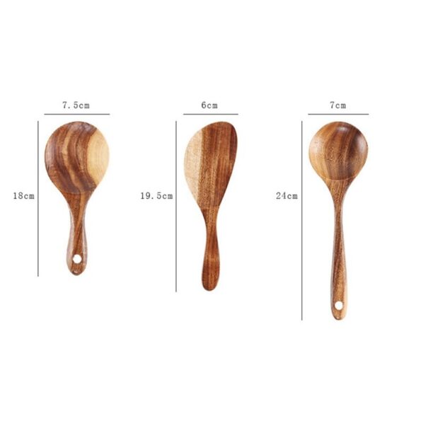 Wooden Cooking Utensils for Kitchen Tool Organic Wooden Spoons For Cooking Tools for Nonstick Cookware Natural Teak Wood 3