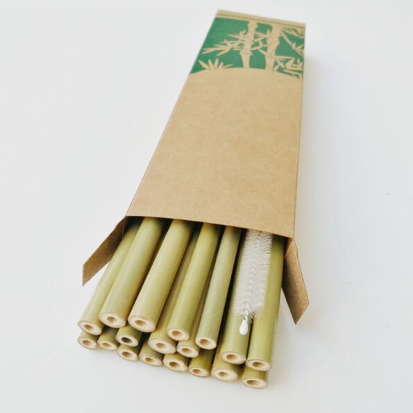 Natural Reusable Bamboo Straws Organic Creative Natural Eco Friendly Drinking Straws Set With Cleaning Brush For Milk Tea N 3