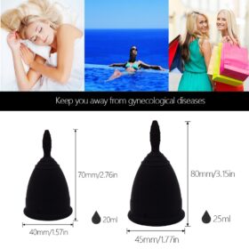Medical Grade Silicone Menstrual Cup Set Black Feminine Hygiene Cups&Foldable Esterilizador Copa Menstrual Cup Coupe Menstruelle 2