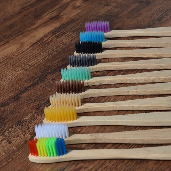 New design mixed color bamboo toothbrush Eco Friendly wooden Tooth Brush Soft bristle Tip Charcoal adults oral care toothbrush 2
