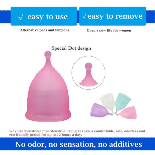 FDA 2020 Feminine Hygiene Menstrual Cup Wholesale Reusable Medical Grade Silicone Menstrual Cup Lady Menstruation Copo 3