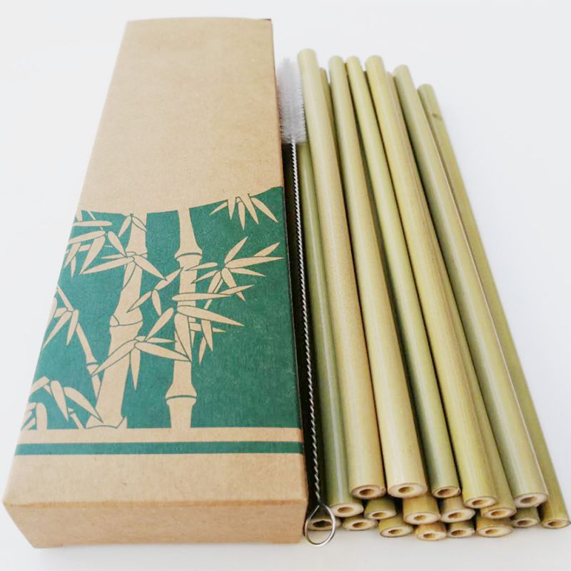 Natural Reusable Bamboo Straws Organic Creative Natural Eco Friendly Drinking Straws Set With Cleaning Brush For Milk Tea N 2