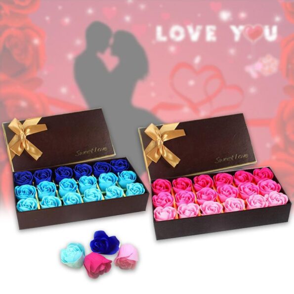 3 Colors 18Pcs/box Simulation Rose Soap with Gift Box Women Girl Bath Facial Soap Valentine's Day Birthday Wedding Gifts 6