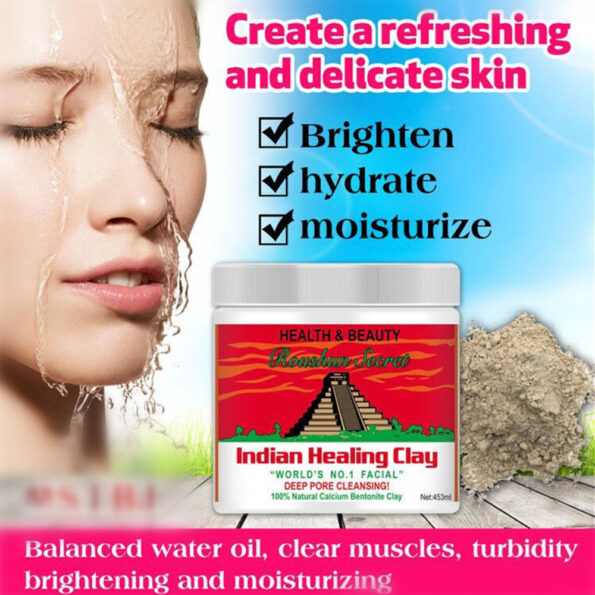 Skin Care Indian Healing Clay Face Mask Blackhead Remover Deep Cleansing Brightens Skin Tone Shrink Pores Moisturizing Masks 6