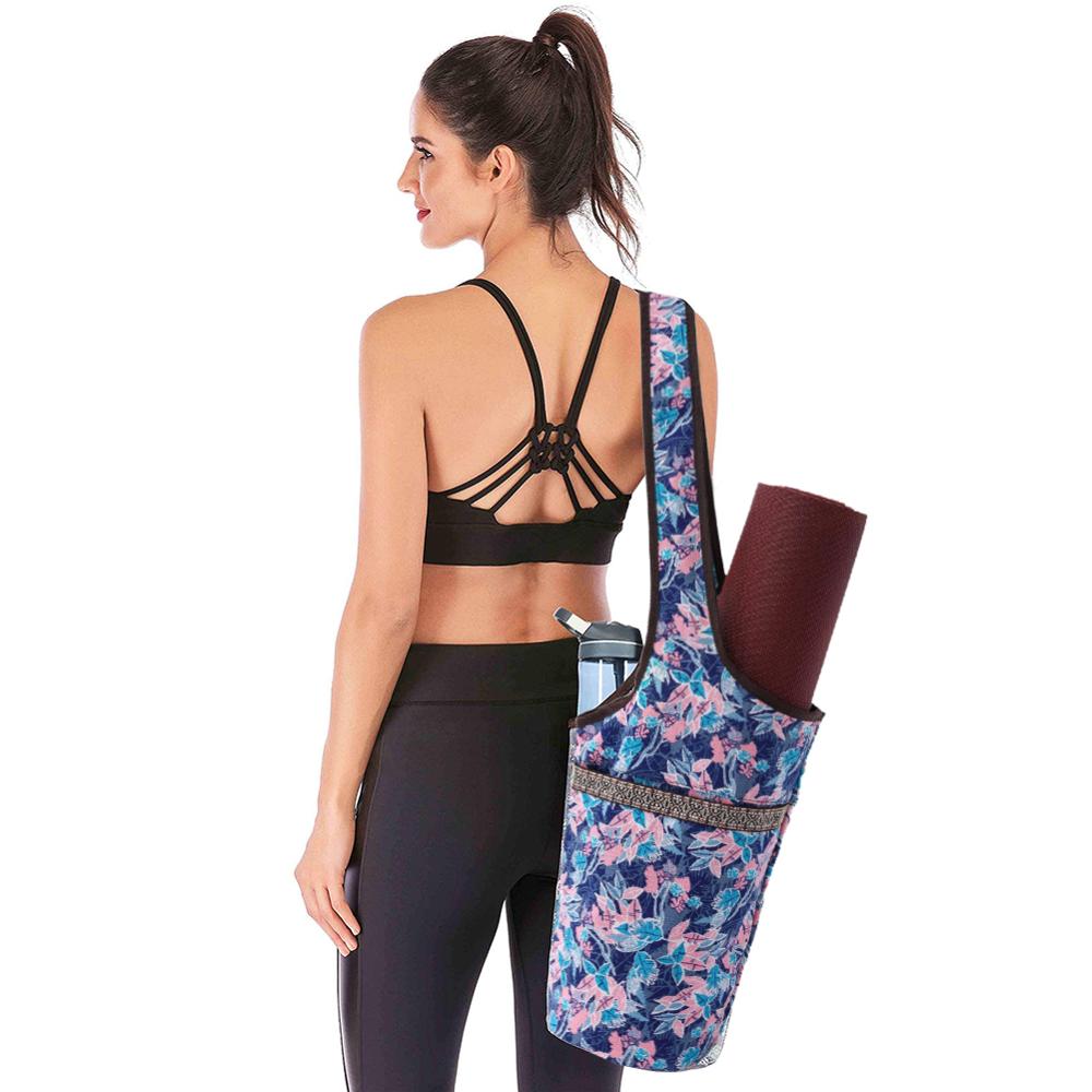 Fashion Yoga Mat Bag Canvas Yoga Bag Large Size Zipper Pocket Fit Most Size Mats Yoga Mat Tote Sling Carrier Fitness Supplies 14