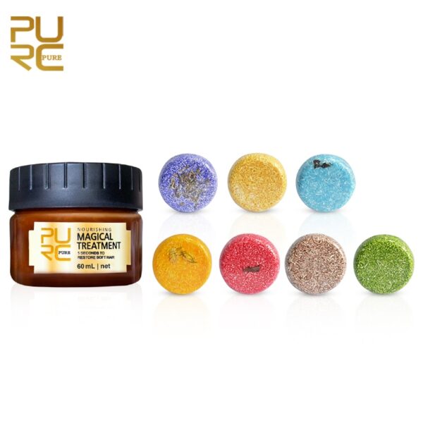 7 types Smell Organic shampoo soap 100% PURE and Vegan refreshing antidandruff and Magical treatment hair mask 60ml 1