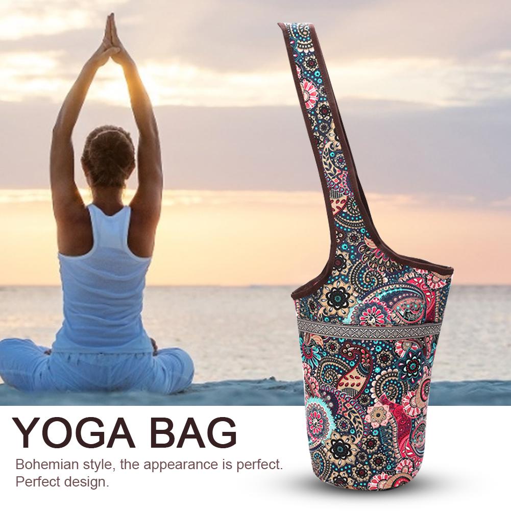 Fashion Yoga Mat Bag Canvas Yoga Bag Large Size Zipper Pocket Fit Most Size Mats Yoga Mat Tote Sling Carrier Fitness Supplies 14