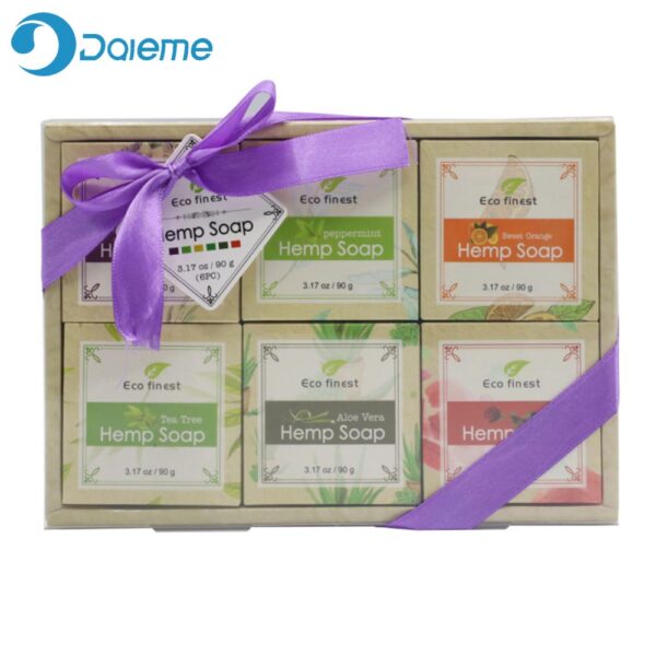 ECO finest 6 Pcs Natural Organic Melt Handmade Hemp Oil Soap Skin Care Revitalizing Scent with Tea Tree Rose Lavender 6
