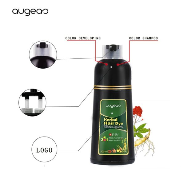 500ml Organic Natural Fast Hair Dye Only 5 Minutes Noni Plant Essence Black Hair Color Dye Shampoo for Cover Gray White Hair 6