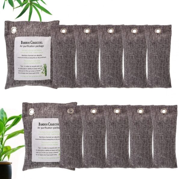 Green Charcoal Odor Eliminator Bags (12-Pack) Activated Bamboo Charcoal Deodorizer Natural Freshener Removes Odor &Moisture Odor 3