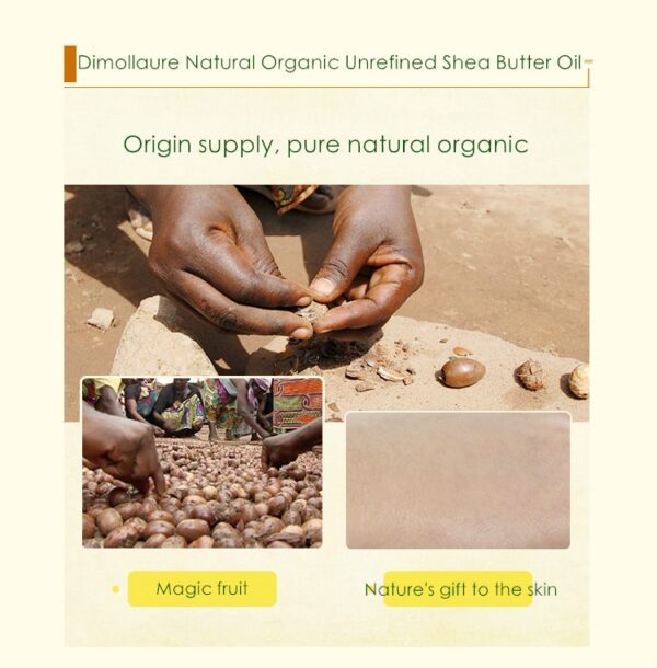 Dimollaure 100g Natural Organic Unrefined Shea Butter Oil Raw plant essential oil Nourishing Skin Care Cosmetics Base oil 4