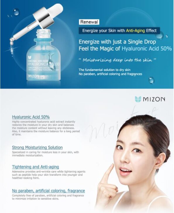 MIZON Original Hyaluronic Acid 100 Face Serum Moisturizing Essence Whitening Anti Wrinkle Facial Cream Skin Care 2