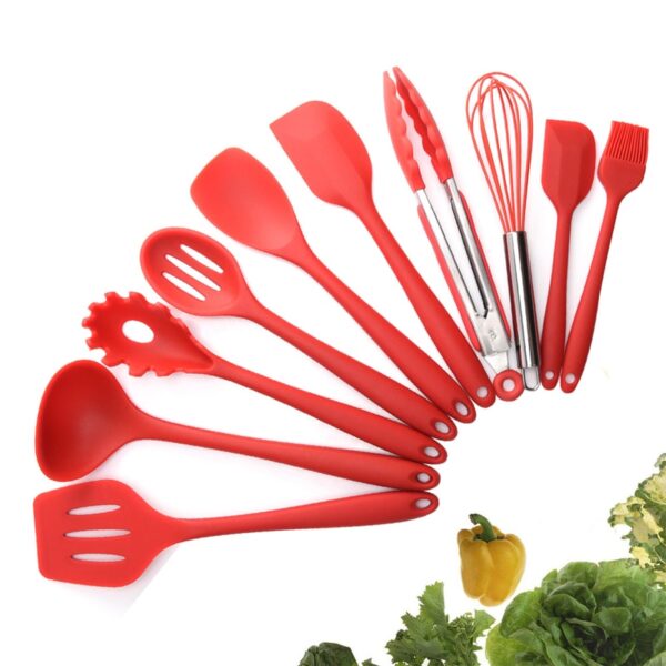10 Pcs Heat Resistant Silicone Cookware Set Nonstick Cooking Tools Kitchen Baking Tool Kit Utensils Kitchen Accessories 1