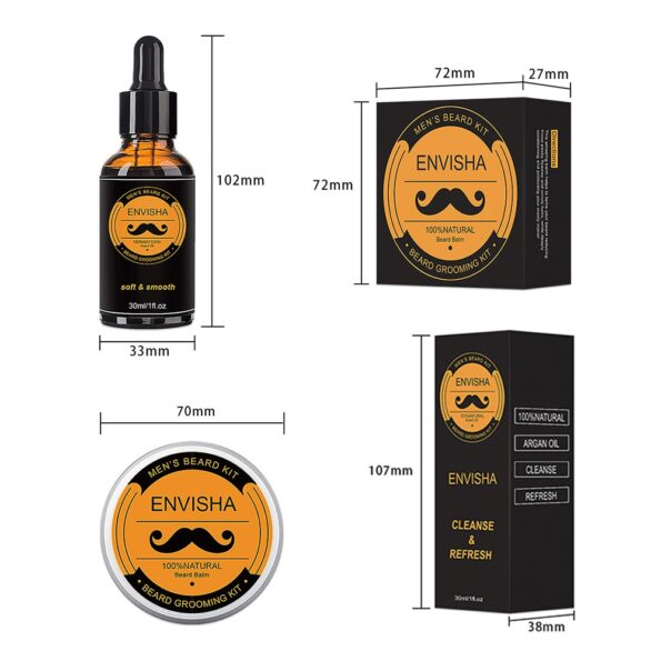 New 5pcs/set Men Beard Kit Grooming Beard Set Barba Beard Oil Moisturizing Wax Blam Comb Essence Styling Hair Men Beard Kit Set 2