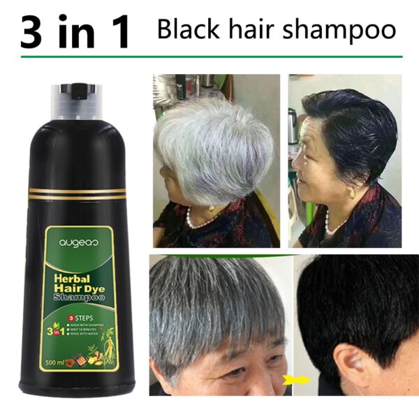 500ml Organic Natural Fast Hair Dye Only 5 Minutes Noni Plant Essence Black Hair Color Dye Shampoo for Cover Gray White Hair 1