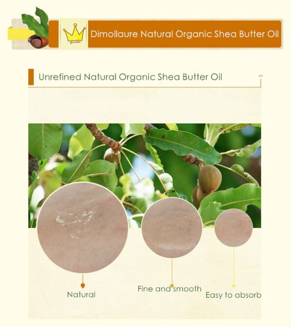 Dimollaure 100g Natural Organic Unrefined Shea Butter Oil Raw plant essential oil Nourishing Skin Care Cosmetics Base oil 5