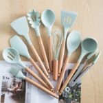 Silicone Cooking Utensils Set Non-Stick Spatula Shovel Wooden Handle Cooking Tools Set With Storage Box Kitchen Tool Accessories 1