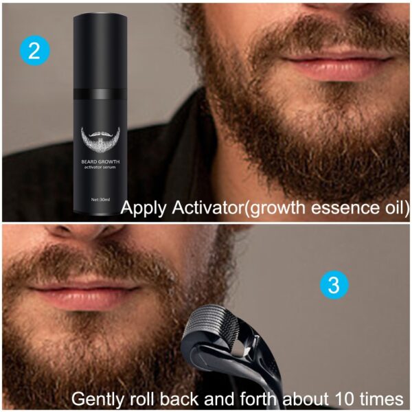 4 Pcs/set Barbe Beard Growth Kit Hair Growth Enhancer Set Essentital Oil Facial Beard Care Brush Set Product Best Gift for Men 4