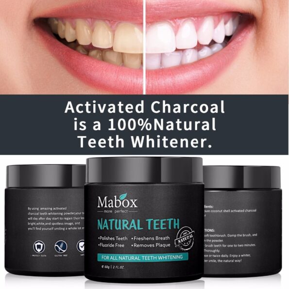 60g Tooth Whitening Powder Activated Coconut Charcoal Natural Teeth Whitening Charcoal Powder Tartar Stain Removal 2