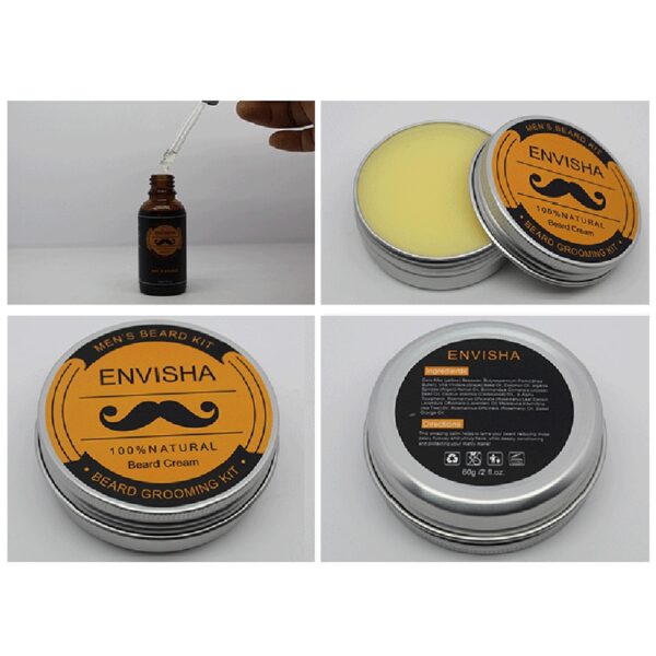 New 5pcs/set Men Beard Kit Grooming Beard Set Barba Beard Oil Moisturizing Wax Blam Comb Essence Styling Hair Men Beard Kit Set 6