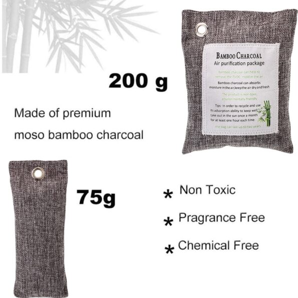 Green Charcoal Odor Eliminator Bags (12-Pack) Activated Bamboo Charcoal Deodorizer Natural Freshener Removes Odor &Moisture Odor 5