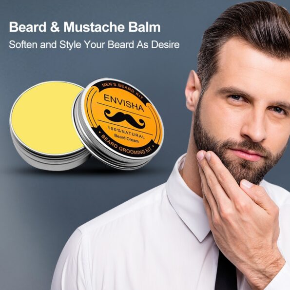 New 5pcs/set Men Beard Kit Grooming Beard Set Barba Beard Oil Moisturizing Wax Blam Comb Essence Styling Hair Men Beard Kit Set 5